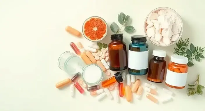 Various supplement bottles and capsules arranged neatly, symbolizing the importance of choosing the right supplements for optimal health